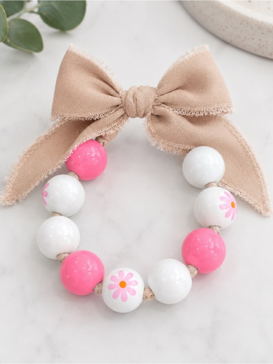 sweetstacks Jewelry - Pink & White Daisy Ribbon Bracelet